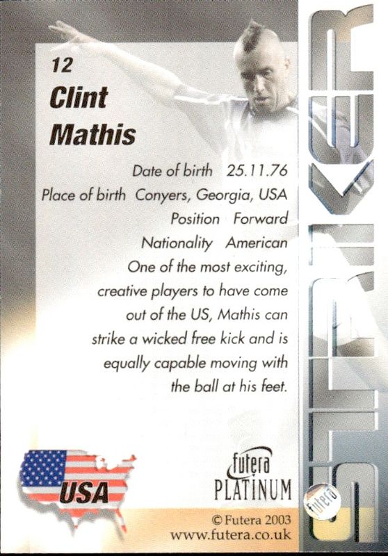 Futera Platinum 2003 #12 Clint Mathis USA Striker 