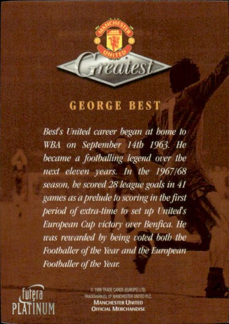 Main Image 1998-99 Futera Platinum Manchester United ...