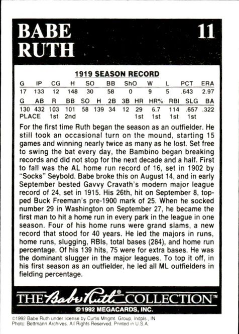 Hovedbilde 1992 The Babe Ruth Collection # 11 Year in Review