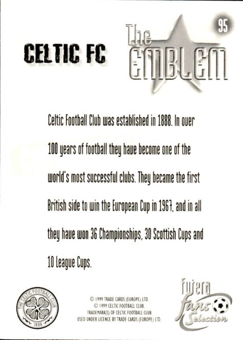 Main Image FUTERA - CELTIC FANS SELECTION 1999 - 95 The ...