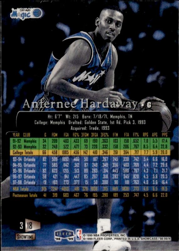 1998-99 Flair Showcase Power Row 3#18 Anfernee Hardaway B4