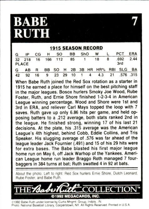 Hovedbilde 1992 The Babe Ruth Collection # 7 Year in Review