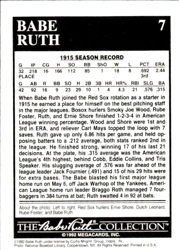 1992 The Babe Ruth Collection # 7 Year in Review