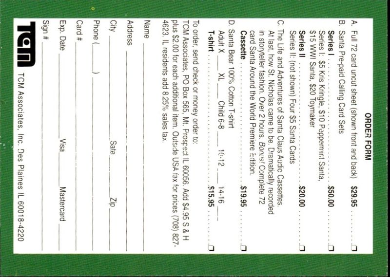 1995 TCM The Complete Santa Around The World Collection Form Raw Trading Card