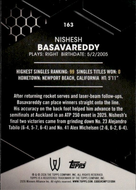 2026 Topps Graphite #163 Nishesh Basavareddy Refractor rookie