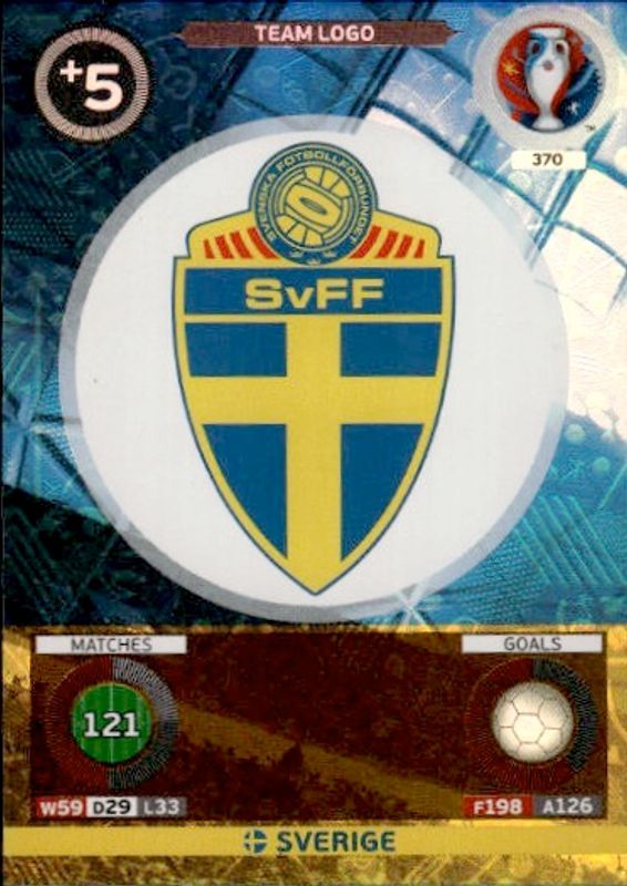 PANINI ADRENALYN XL 2016 EURO TEAM BADGE SVEDEN SVERIGE