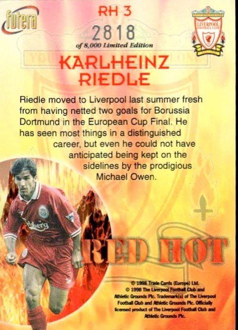 Main Image Karl Heinz Riedle LIVERPOOL 98 Red Hot RH3 ...