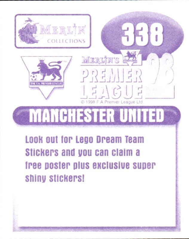 1997 Merlin English Premier League Album Stickers Manchester United FC #338