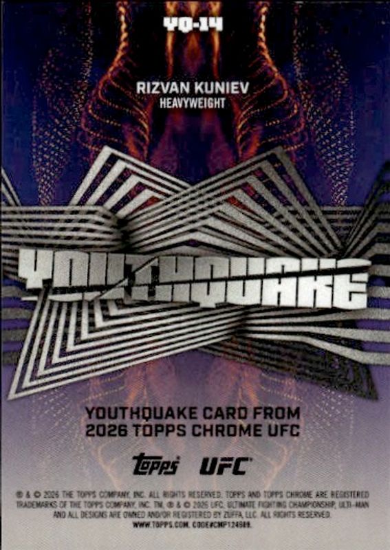 RIZVAN KUNIEV - RC - 2026 TOPPS UFC CHROME - YOUTHQUAKE  # 28/50