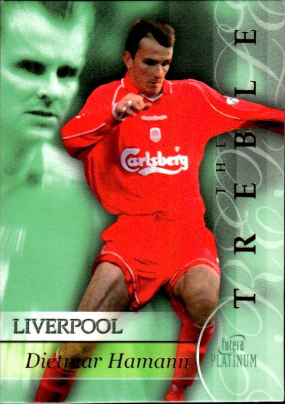 2000-01 Futera Platinum The Treble Liverpool #095/250 Dietmar Hamann #TR6