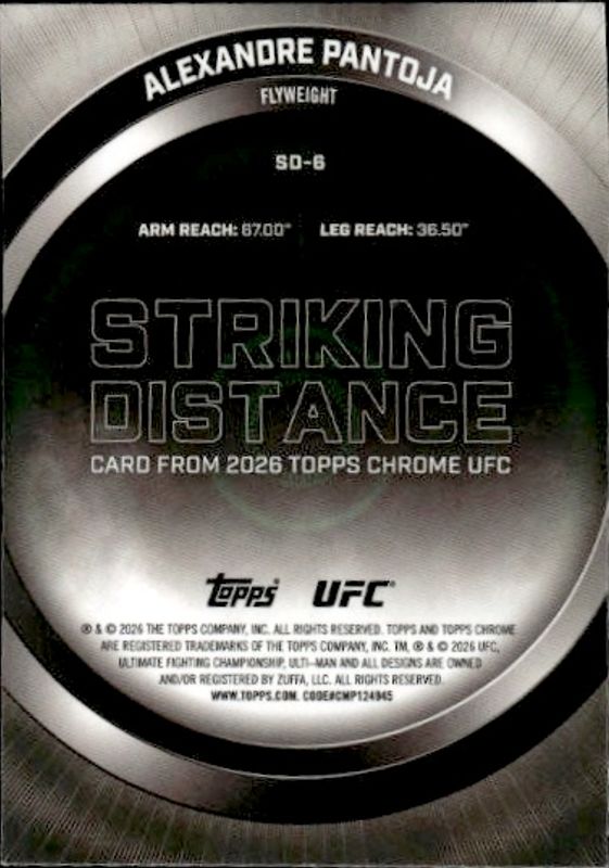 2026 Topps Chrome UFC #SD-6 Alexandre Pantoja Striking Distance
