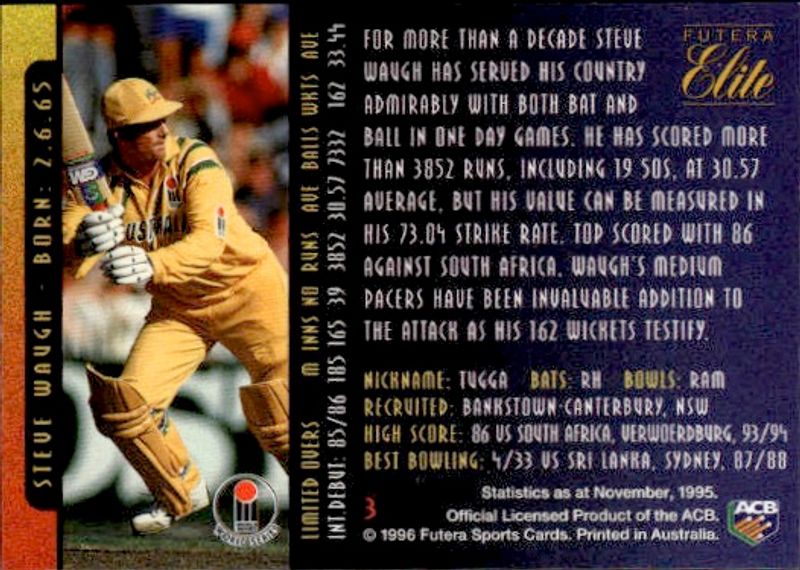 futera elite 1996 weapons steve waugh australia