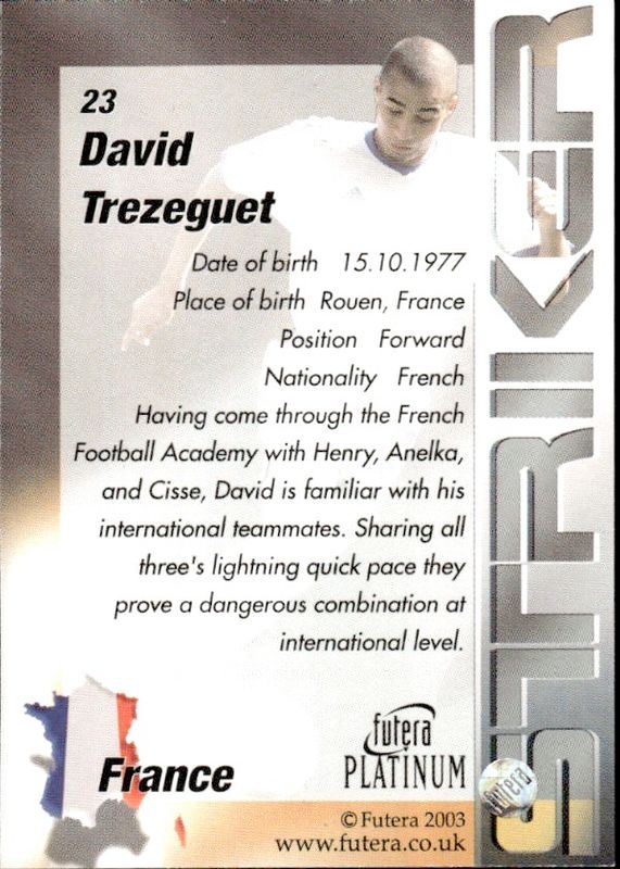 2003 Futera Platinum David Trezeguet #23